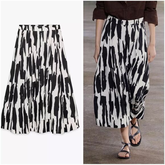 ZARA PRINTED MIDI SKIRT ZW COLLECTION - Picture 3 of 11